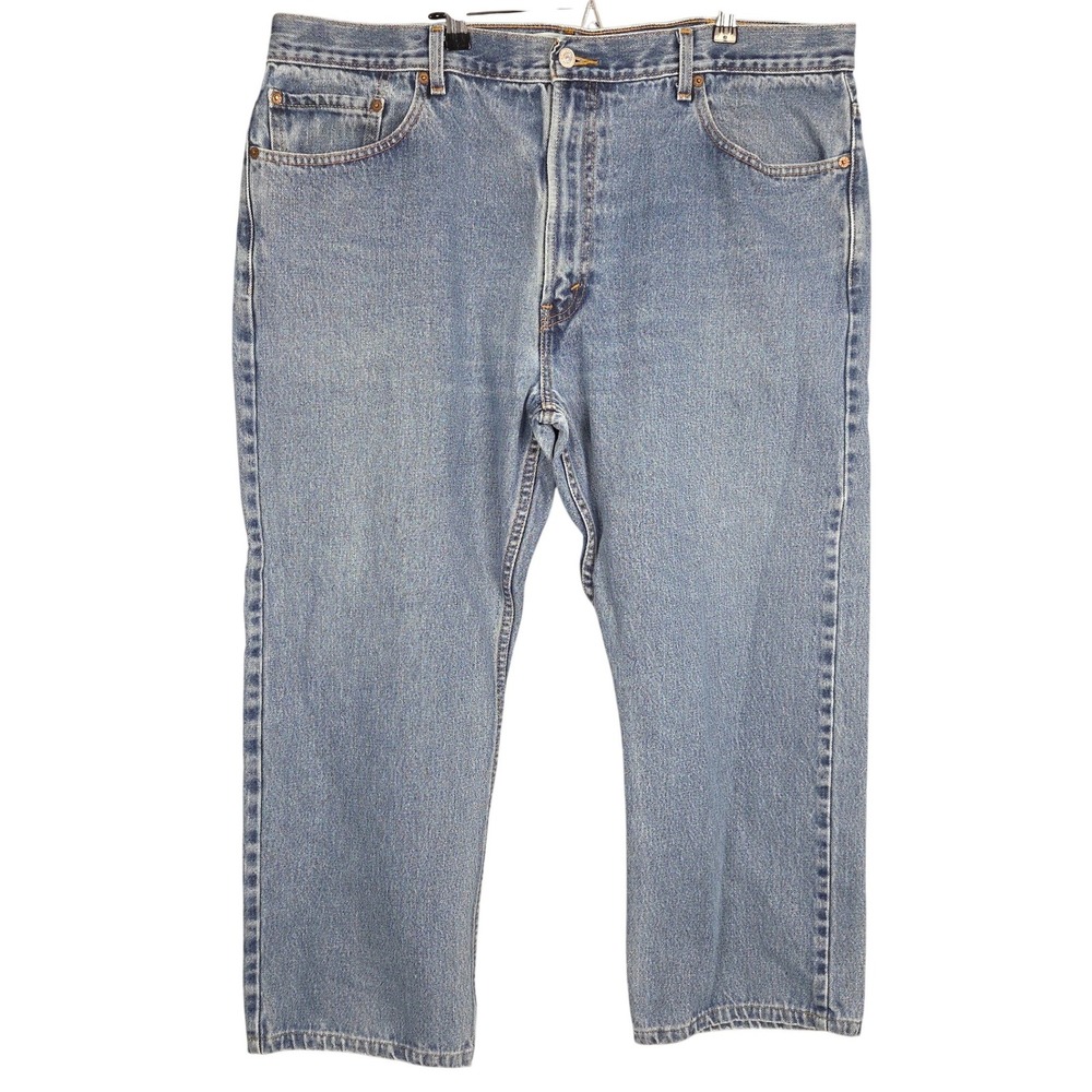 Levis 505 Jeans Men 42x30 Regular Fit Straight Light Wash Blue Denim 100% Cotton